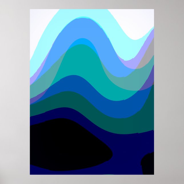 Poster Abstrato Blue 303 - Groovy Flowing Art (Frente)