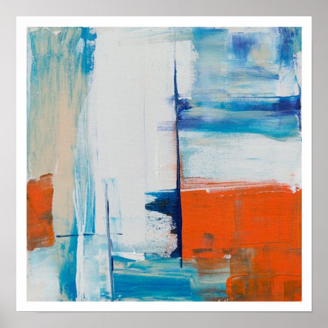 Poster Abstrato Blue e Orange Modern Art (Frente)