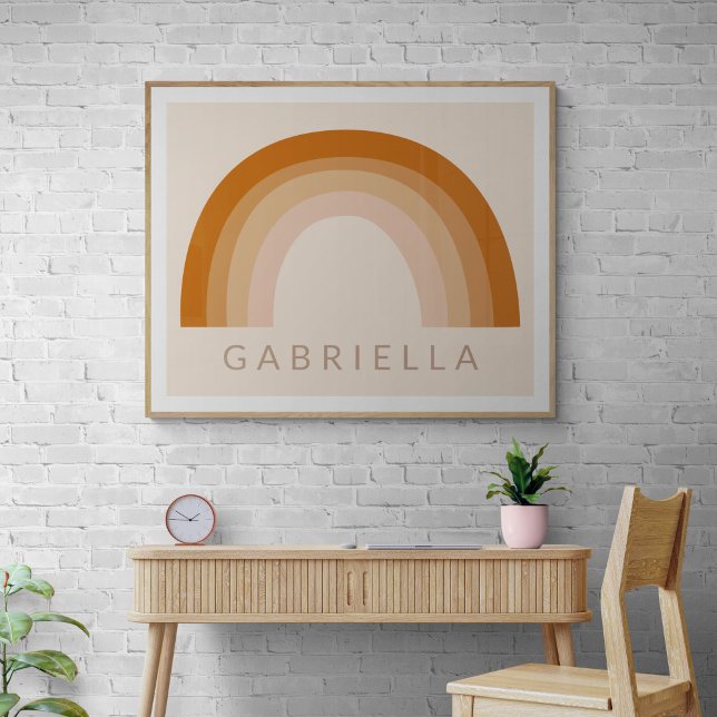 Poster Abstrato Boho 70s Rainbow Terracotta Personalizado (Criador carregado)