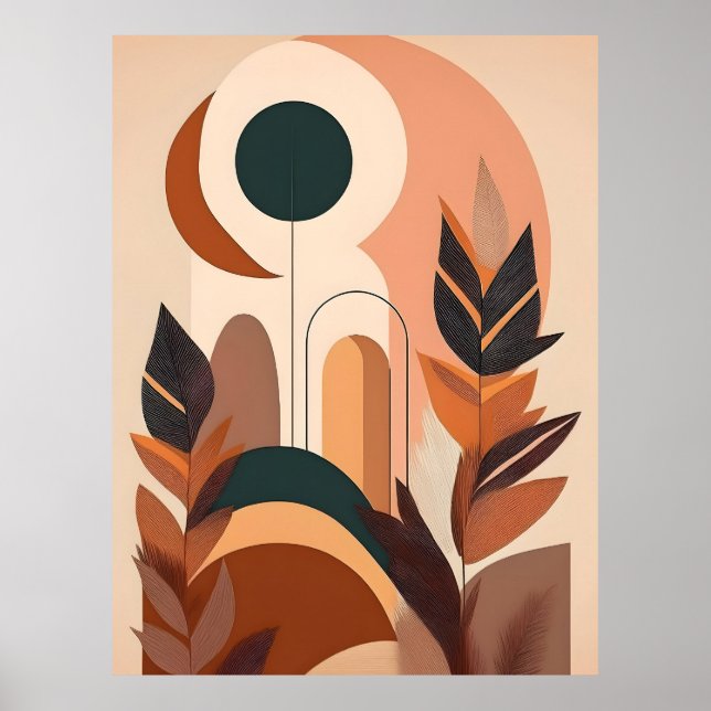 Poster Abstrato Boho e Arte de Clipe Moderna Imprimíveis (Frente)