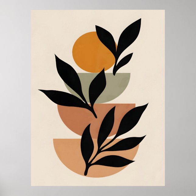 Poster Abstrato Boho e Arte de Clipe Moderna Imprimíveis (Frente)