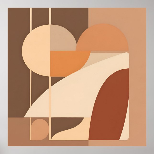 Poster Abstrato Boho Geométrico Terracota Moderno  (Frente)
