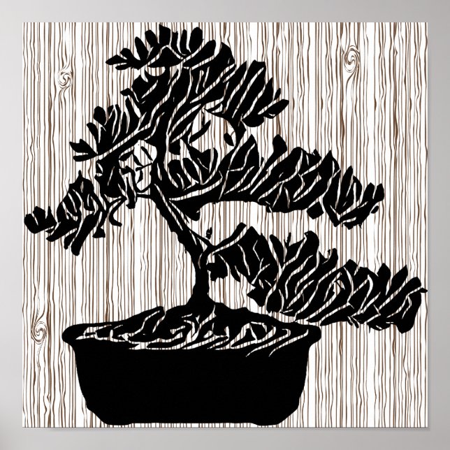 Poster Abstrato Bonsai Tree Silhouette Arte Original (Frente)