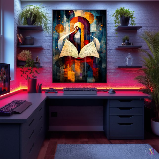 Poster Abstrato Book Art - Design geométrico para leitore (Criador carregado)