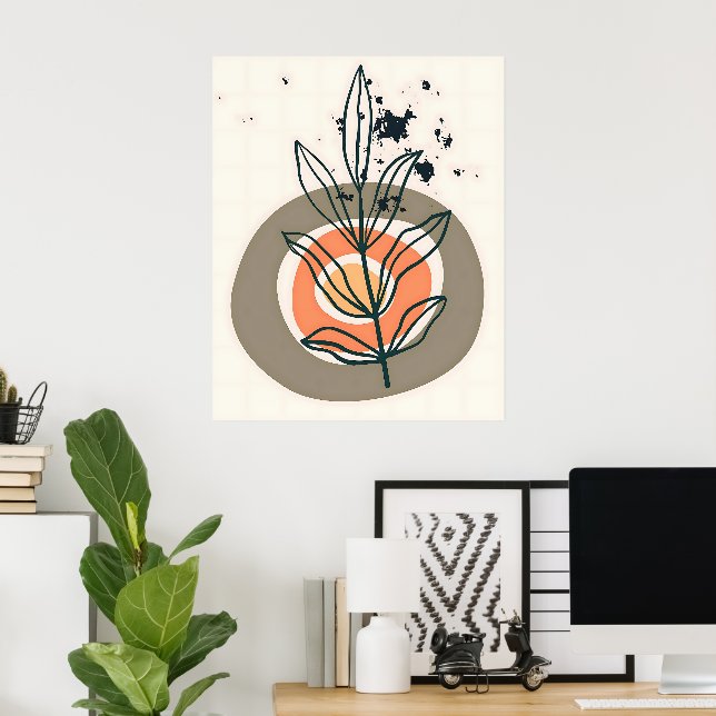 Poster Abstrato botânico mínimo (Escritório em casa)