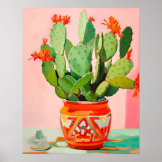 Poster Abstrato Cactus - Pintura De Vida, Moderna