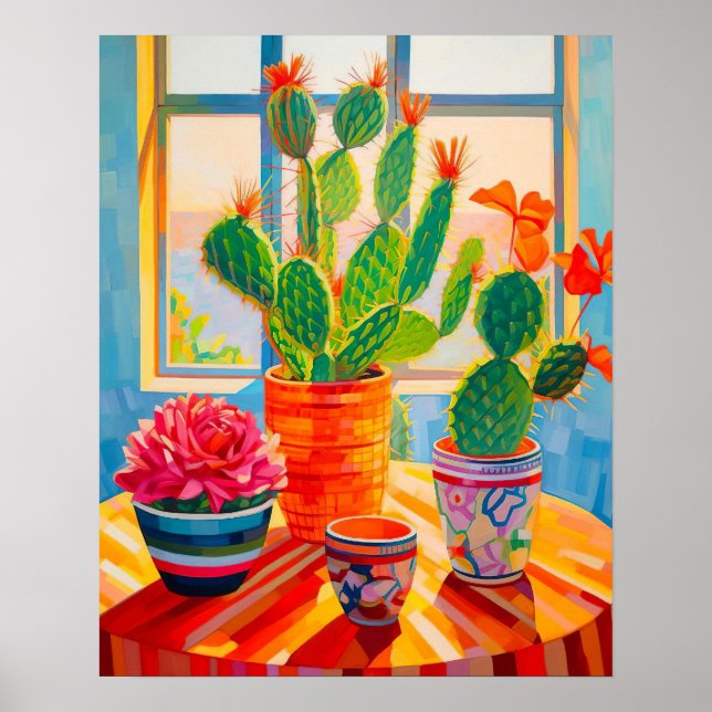 Poster Abstrato Cactus - Pintura De Vida, Moderna (Frente)