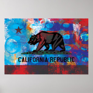 Pôster Abstrato California Flag