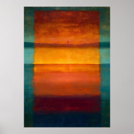 Poster Abstrato Campo de Cor Horizonte Escondido Zen Cele