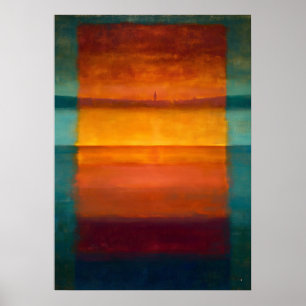 Poster Abstrato Campo de Cor Horizonte Escondido Zen Cele