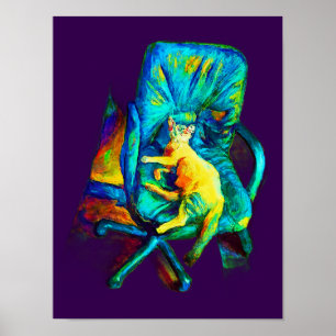 POSTER ABSTRATO CAT ART EXTRA COLORFUL POR SEXSOX