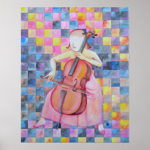 Poster Abstrato Cello Female