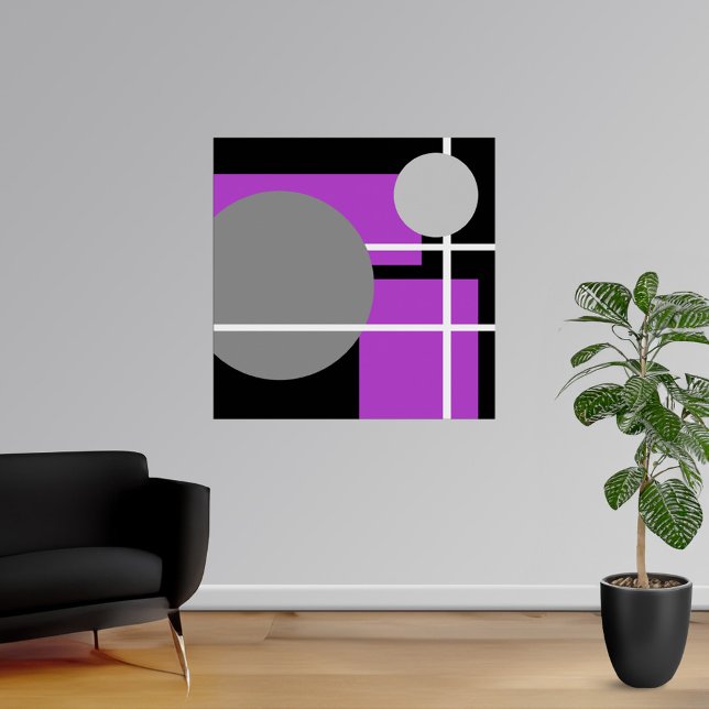 Poster Abstrato Cinza roxa branca preta (Abstract Purple Gray Black White Poster from Abstract Poster Prints on Zazzle. Choose your size. )