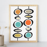 Poster Abstrato Círculos Meio século Retro Colorido Moder<br><div class="desc">Esta fabulosa arte de parede moderna meio século apresenta dois conjuntos de círculos abstrato pendurados nas cores azul-turquesa,  dois tons de laranja,  creme,  verde-abacate,  ouro e preto. Isso vai fazer uma adição colorida à sua decoração!</div>