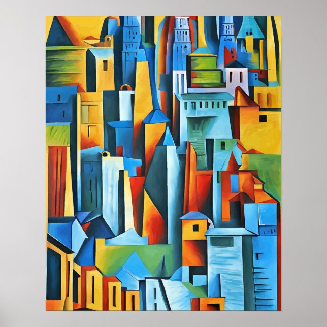 Poster Abstrato Cityscape Building Skyscrapts Art (Frente)