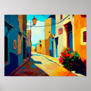 Poster Abstrato Cityscape Canvas Imprimir Árvore Contempo