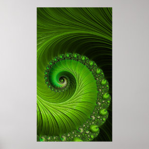 Poster Abstrato clássico do Fractal da espiral do verde