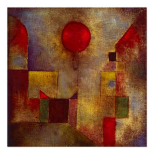 Pôster Abstrato Colorida do Balão Vermelho de Paul Klee