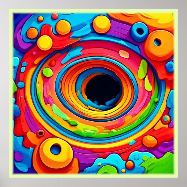 Poster Abstrato Colorida Psychedelic Vortex (Frente)