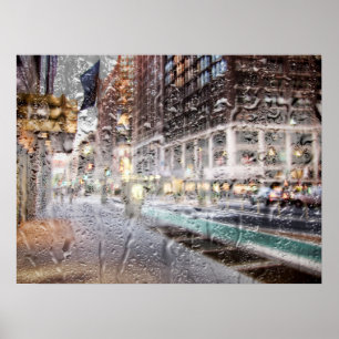 Poster Abstrato colorido do dia chuvoso NYC