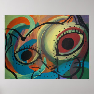Poster Abstrato colorido do gato