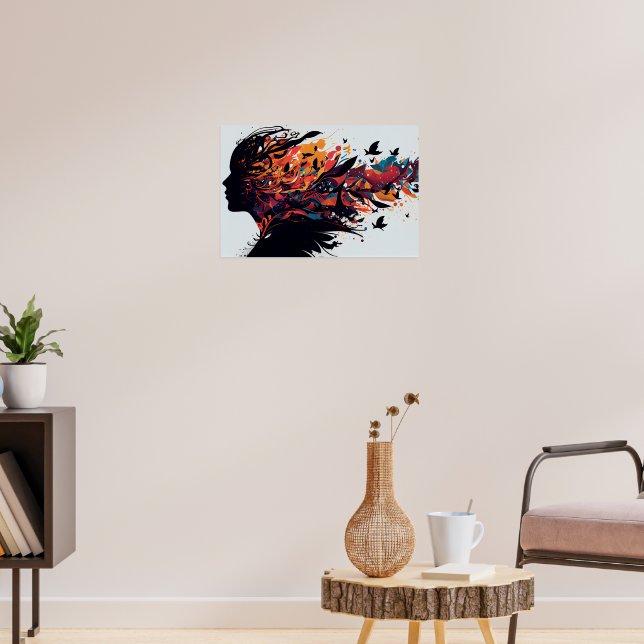 Poster Abstrato com cor de fundo (Sala de Estar 3)