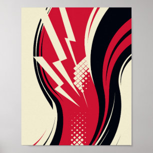 Poster Abstrato com Design de energia com curvas e raios