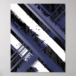 Poster Abstrato com faixas de pincel
