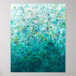 Poster Abstrato com pintura de Ombre Branco teal 8x10 Imp