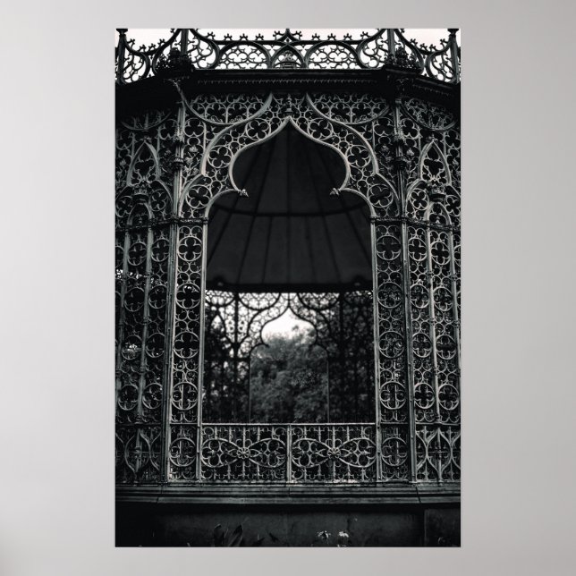 Poster Abstrato construindo preto e branco (Frente)