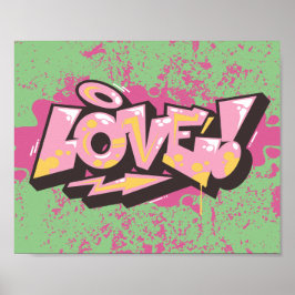 Poster Abstrato cor-de-rosa LOVE