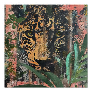 Pôster Abstrato cor-de-rosa Paisagem de Gatos Selvagem