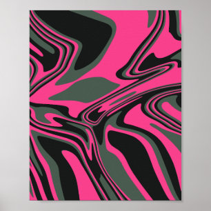 Poster Abstrato cor-de-rosa, verde escuro e arte em espir