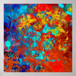 Pôster Abstrato da cerceta do vermelho azul das