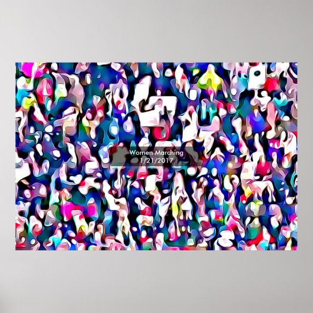 Poster Abstrato da Foto do Protesto Mulheres em Marcha (Frente)