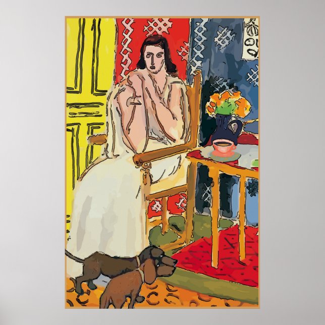 Poster Abstrato Dachshances no chão, (Frente)