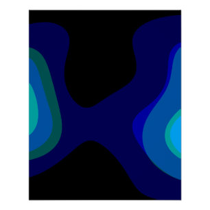 Pôster abstrato de 1007 Preto E Azul