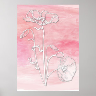 Poster Abstrato de Água Rosa rosa