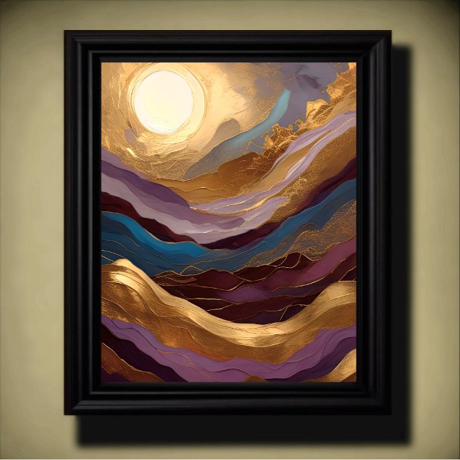 Poster Abstrato de Aquarela com pintura Dourada Púrpura A (Criador carregado)