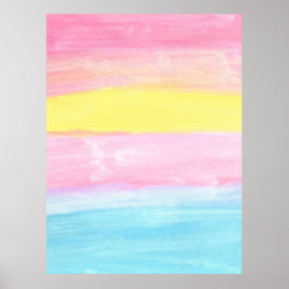 Poster Abstrato de Aquarela do Horizonte Sunset