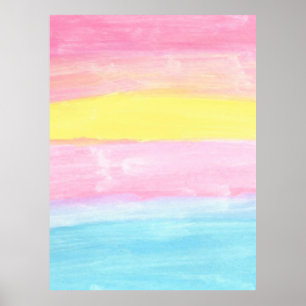 Poster Abstrato de Aquarela do Horizonte Sunset