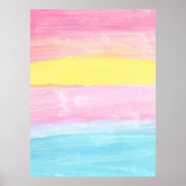 Poster Abstrato de Aquarela do Horizonte Sunset (Frente)
