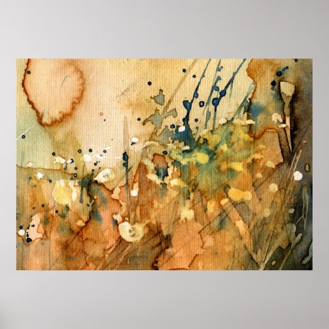 Poster Abstrato de aquarela e fundo antigo (Frente)