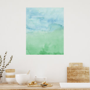 Poster Abstrato de Aquarela Verde Azul Duo