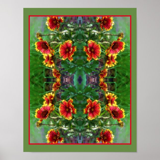 Poster Abstrato de Aquarelas do Flor em Aberto (Frente)