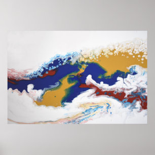 Pôster Abstrato De Arte Acrílica Fluido Marble Marinho