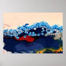 Poster Abstrato De Arte Acrílica Fluido Marble Marinho