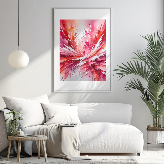 Poster Abstrato de Arte Acrínica Rosa Fantasia (Pink Fantasy Abstract Acrylic Art Poster Mockup 1)