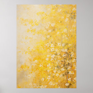 Poster Abstrato de Arte das Flores Amarelas