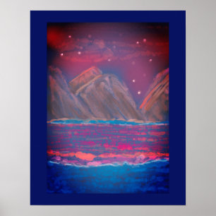 Poster Abstrato de Arte de Paisagem do Rio Montanheira